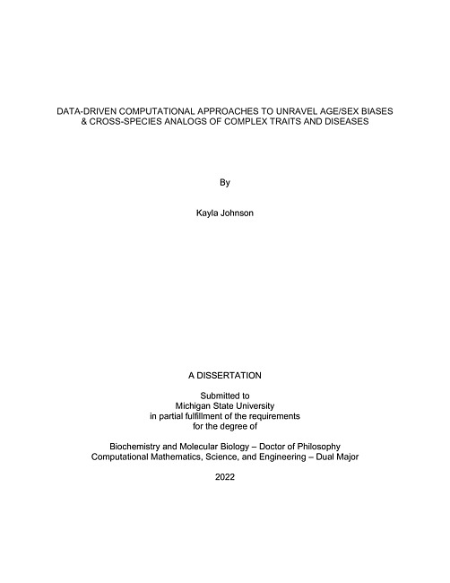 Data-driven computational approaches to unravel age/sex biases & cross-species analogs of complex traits and diseases