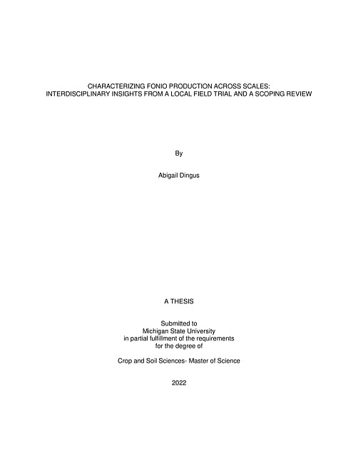 Characterizing fonio production across scales : interdisciplinary insights from a local field trial and a scoping review