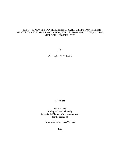 Electrical weed control in integrated weed management : impacts on vegetable production, weed seed germination, and soil microbial communities