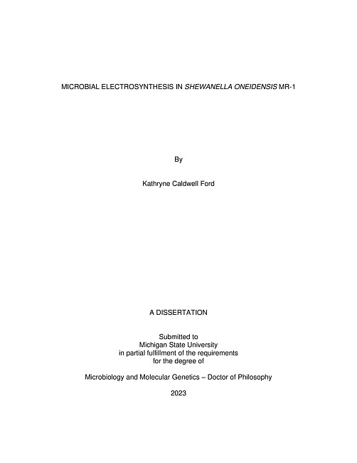 Microbial Electrosynthesis in <i>Shewanella oneidensis</i> MR-1