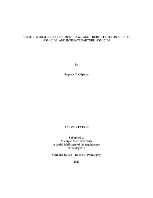 State Firearm Relinquishment Laws and Their Effects on Suicide, Homicide, and Intimate Partner Homicide