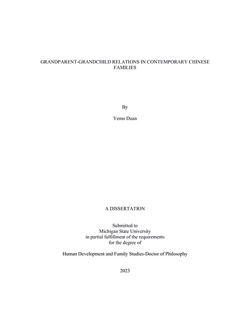 GRANDPARENT-GRANDCHILD RELATIONS IN CONTEMPORARY CHINESE FAMILIES