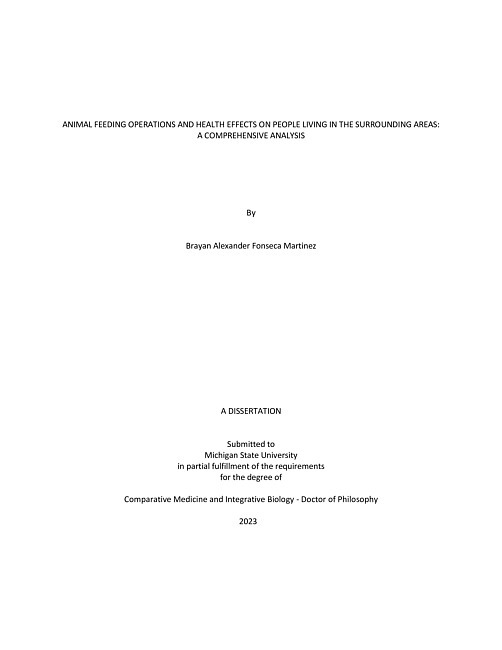 Animal feeding operations and health effects on people living in the surrounding areas : a comprehensive analysis