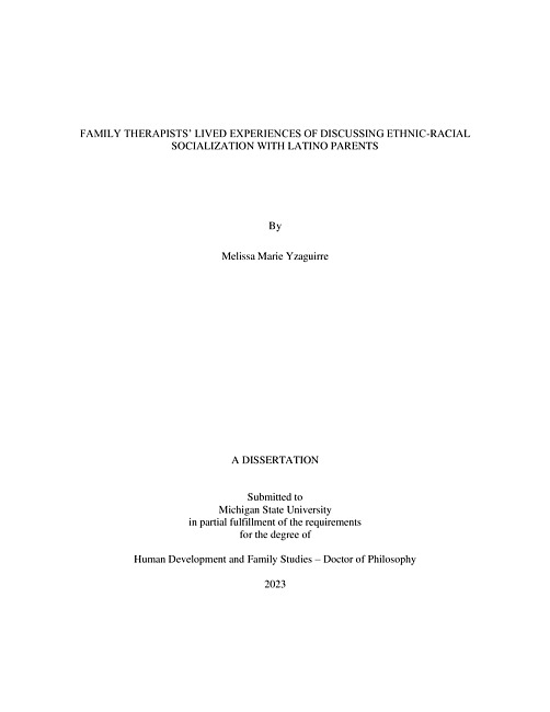 Family therapists' lived experiences of discussing ethnic-racial socialization with Latino parents