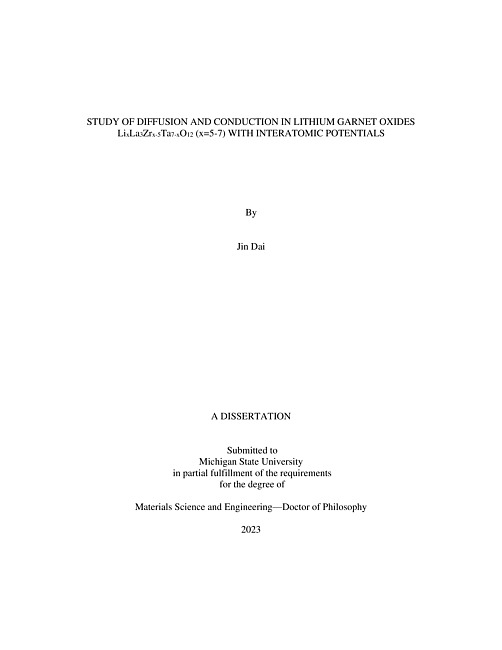 Study of diffusion and conduction in lithium garnet oxides LixLa3Zrx-5Ta7-xO12 (x=5-7) with interatomic potentials