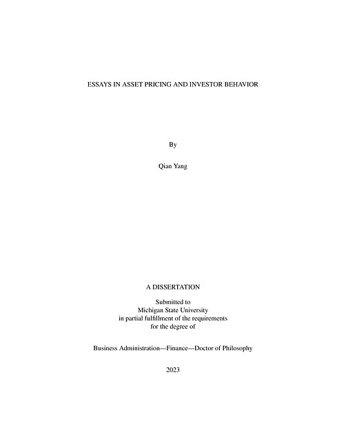 Essays in Asset Pricing and Investor Behavior