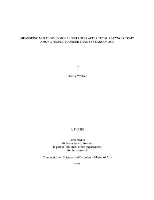 Measuring multi-dimensional wellness after total laryngectomy among people younger than 55 years of age