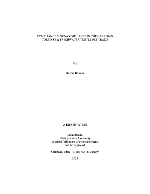 Compliance & non-compliance in the Canadian tortoise & freshwater turtle pet trade