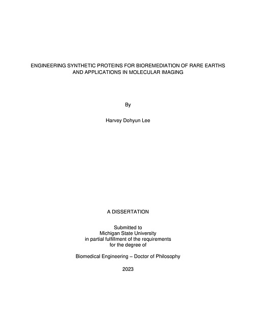 Engineering synthetic proteins for bioremediation of rare earths and applications in molecular imaging