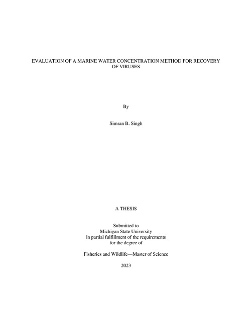 Evaluation of a marine water concentration method for recovery of viruses