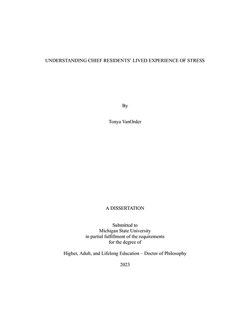 Understanding chief residents' lived experience of stress