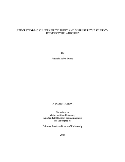 Understanding vulnerability, trust, and distrust in the student-university relationship