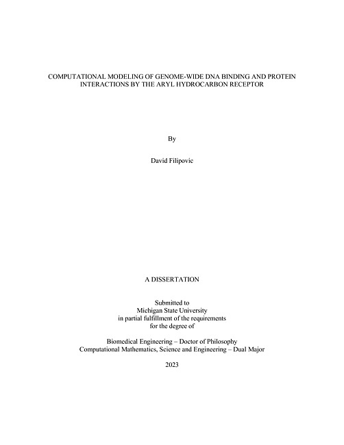 Computational modeling of genome-wide dna binding and protein interactions by the aryl hydrocarbon receptor