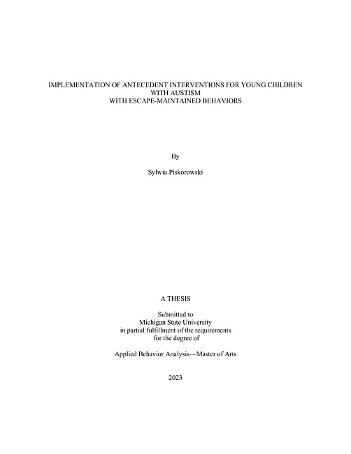 Implementation of antecedent interventions for young children with austism with escape-maintained behaviors