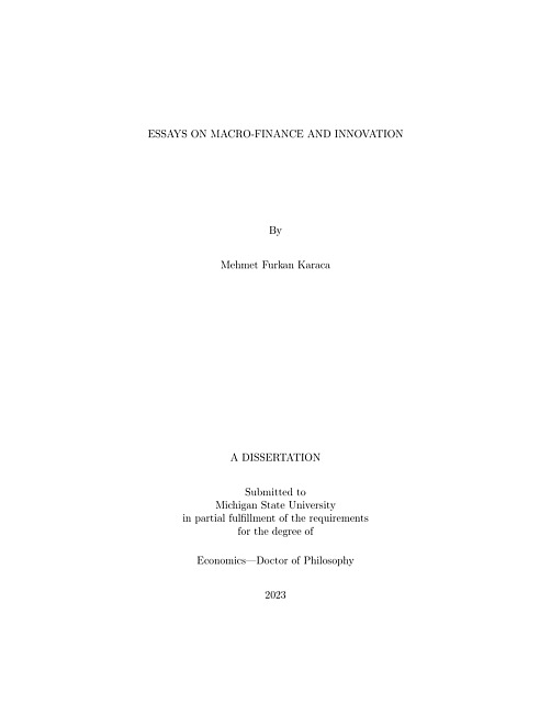 Essays on Macro-Finance and Innovation