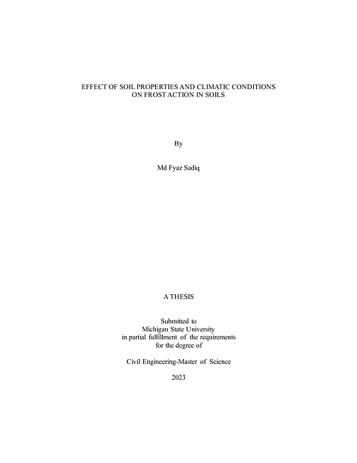 Effect of soil properties and climatic conditions on frost action in soils