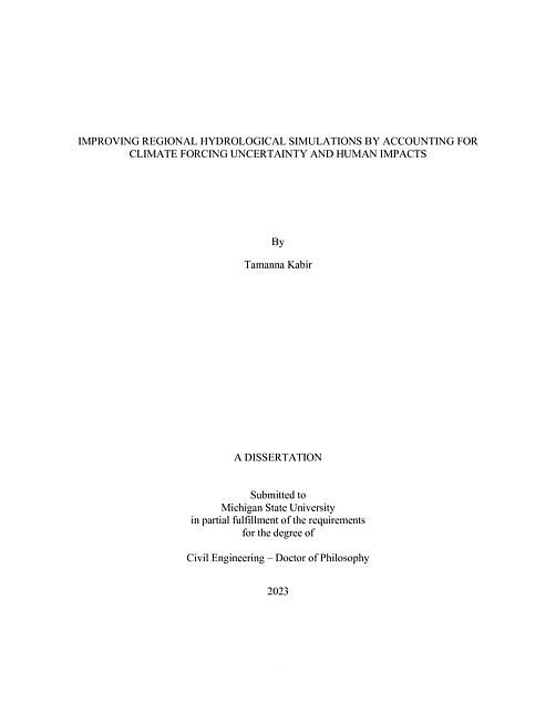 Improving regional hydrological simulations by accounting for climate forcing uncertainty and human impacts