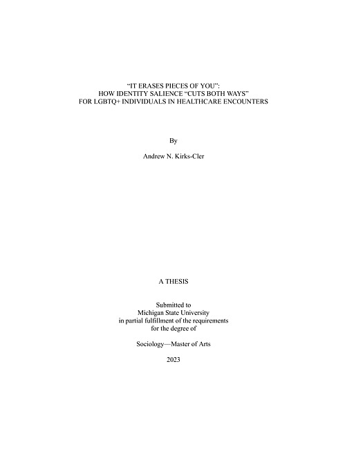 "It erases pieces of you" : how identity salience "cuts both ways" for LGBTQ+ individuals in healthcare encounters