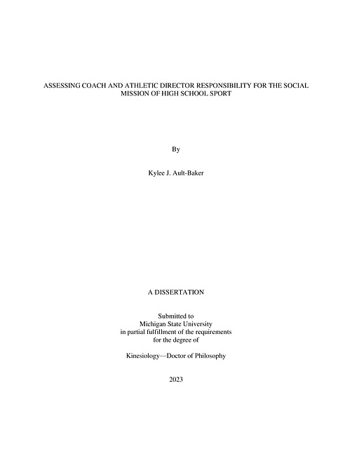 Assessing coach and athletic director responsibility for the social mission of high school sport