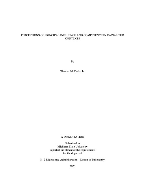 Perceptions of principal influence and competence in racialized contexts