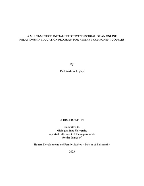 A multi-method initial effectiveness trial of an online relationship education program for reserve component couples