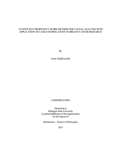 AN EFFICIENT PROPENSITY SCORE METHOD FOR CAUSAL ANALYSIS WITH APPLICATION TO CASE-CONTROL STUDY IN BREAST CANCER RESEARCH