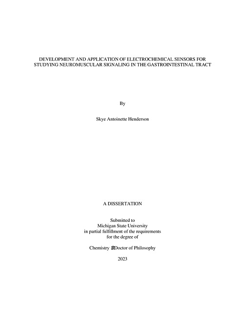 DEVELOPMENT AND APPLICATION OF ELECTROCHEMICAL SENSORS FOR STUDYING NEUROMUSCULAR SIGNALING IN THE GASTROINTESTINAL TRACT