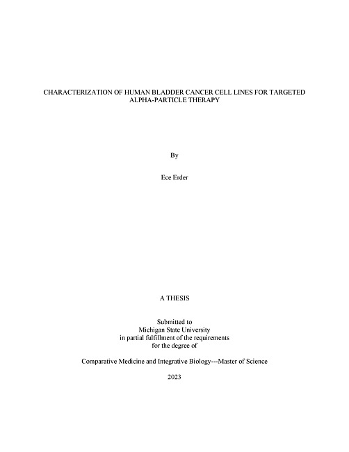 CHARACTERIZATION OF HUMAN BLADDER CANCER CELL LINES FOR TARGETED ALPHA-PARTICLE THERAPY