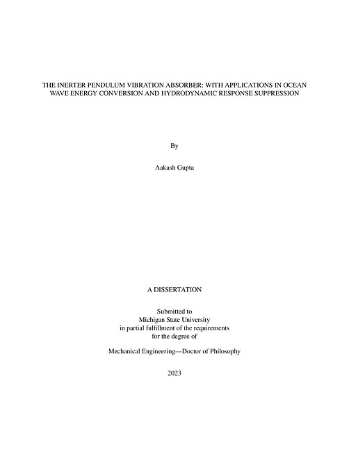 The Inerter Pendulum Vibration Absorber : with Applications in Ocean Wave Energy Conversion and Hydrodynamic Response Suppression