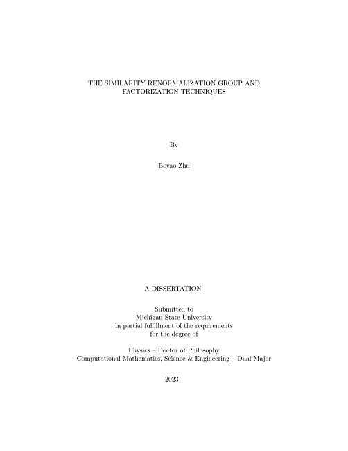 THE SIMILARITY RENORMALIZATION GROUP AND FACTORIZATION TECHNIQUES