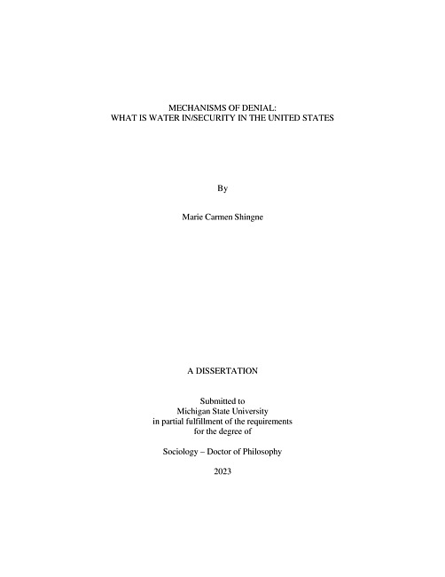 Mechanisms of Denial : What is Water In/Security in the United States