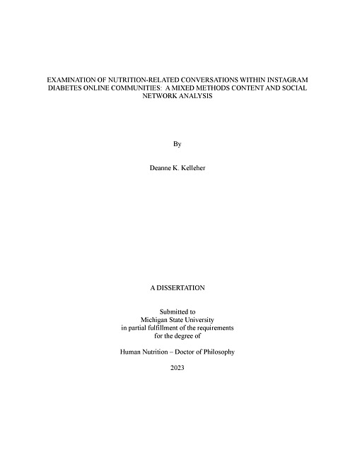 Examination of Nutrition-Related Conversations Within Instagram Diabetes Online Communities : A Mixed Methods Content and Social Network Analysis