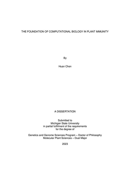 THE FOUNDATION OF COMPUTATIONAL BIOLOGY IN PLANT IMMUNITY