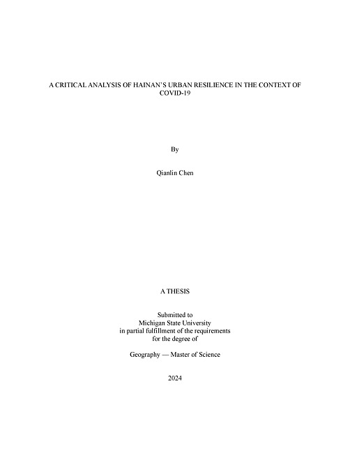 A CRITICAL ANALYSIS OF HAINAN’S URBAN RESILIENCE IN THE CONTEXT OF COVID-19