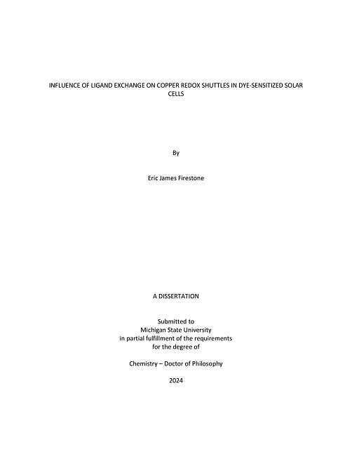 INFLUENCE OF LIGAND EXCHANGE ON COPPER REDOX SHUTTLES IN DYE-SENSITIZED SOLAR CELLS