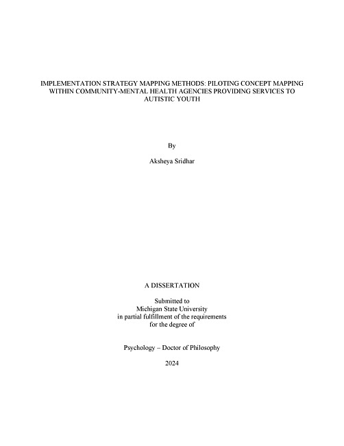 IMPLEMENTATION STRATEGY MAPPING METHODS : PILOTING CONCEPT MAPPING WITHIN COMMUNITY-MENTAL HEALTH AGENCIES PROVIDING SERVICES TO AUTISTIC YOUTH