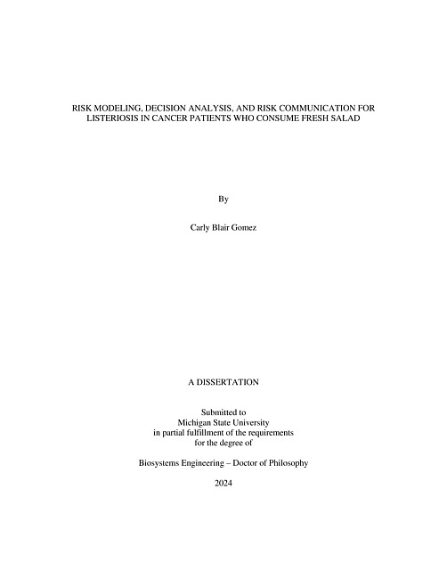 RISK MODELING, DECISION ANALYSIS, AND RISK COMMUNICATION FOR LISTERIOSIS IN CANCER PATIENTS WHO CONSUME FRESH SALAD