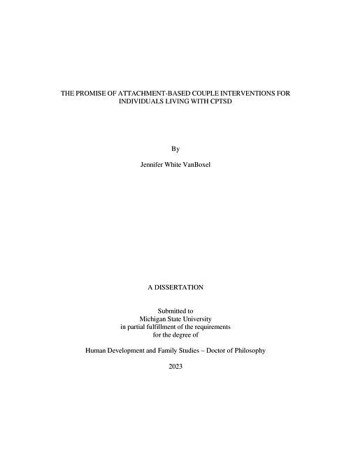 THE PROMISE OF ATTACHMENT-BASED COUPLE INTERVENTIONS FOR INDIVIDUALS LIVING WITH CPTSD