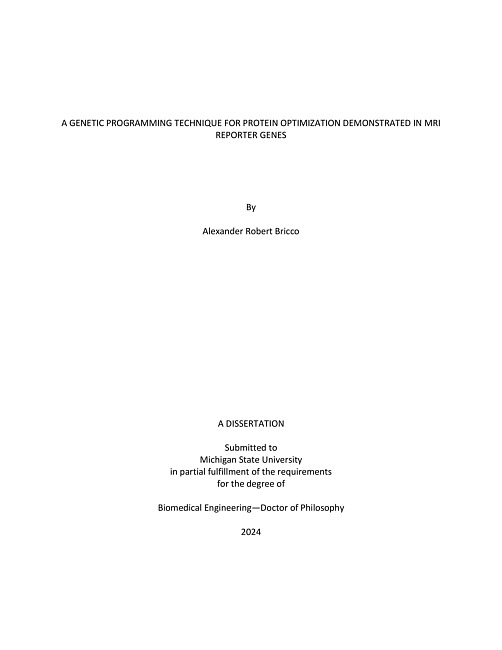 A GENETIC PROGRAMMING TECHNIQUE FOR PROTEIN OPTIMIZATION DEMONSTRATED IN MRI REPORTER GENES