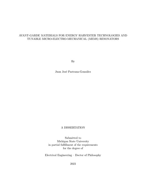 Avant-Garde Materials for Energy Harvester Technologies and Tunable Micro-Electro-Mechanical (MEMS) Resonators