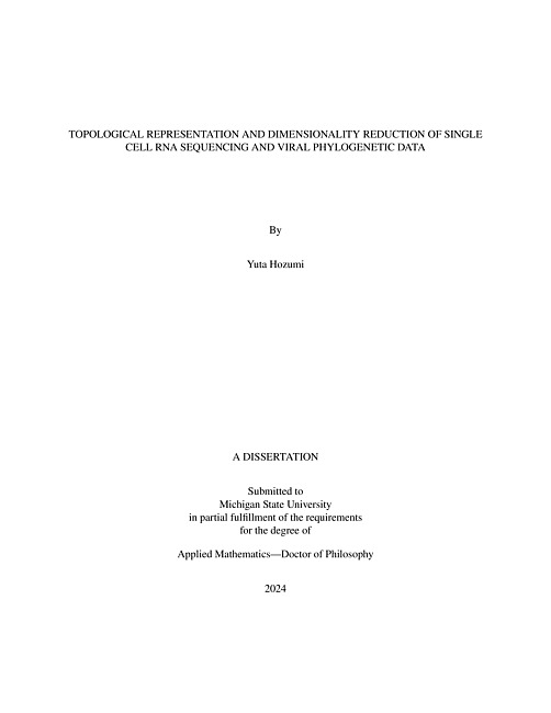TOPOLOGICAL REPRESENTATION AND DIMENSIONALITY REDUCTION OF SINGLE CELL RNA SEQUENCING AND VIRAL PHYLOGENETIC DATA