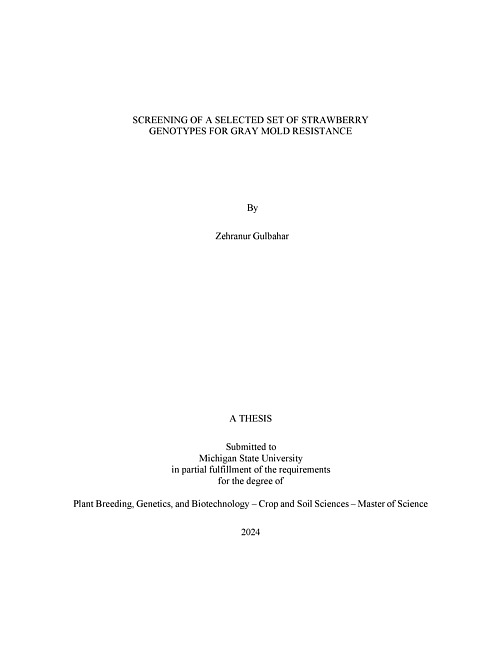 SCREENING OF A SELECTED SET OF STRAWBERRY GENOTYPES FOR GRAY MOLD RESISTANCE