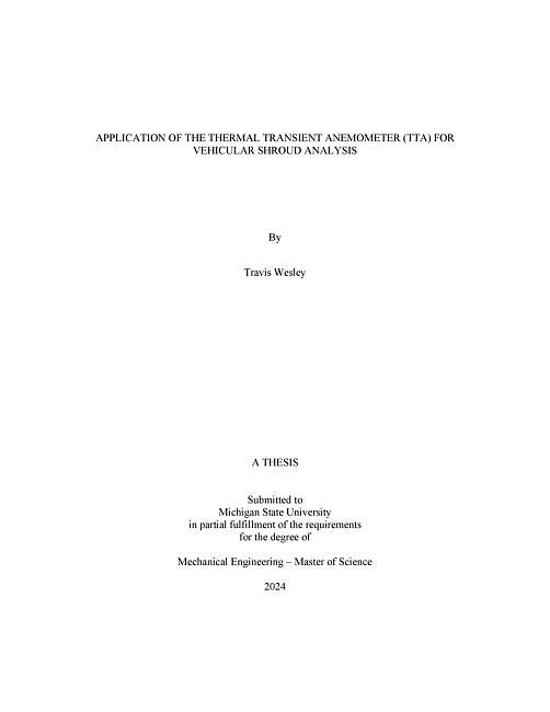 Application of the Thermal Transient Anemometer (TTA) for Vehicular Shroud Analysis