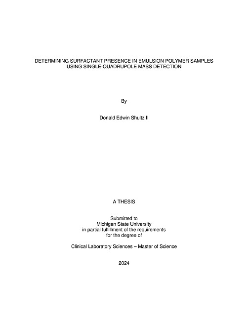 DETERMINING SURFACTANT PRESENCE IN EMULSION POYMER SAMPLES USING SINGLE-QUADRUPOLE MASS DETECTION