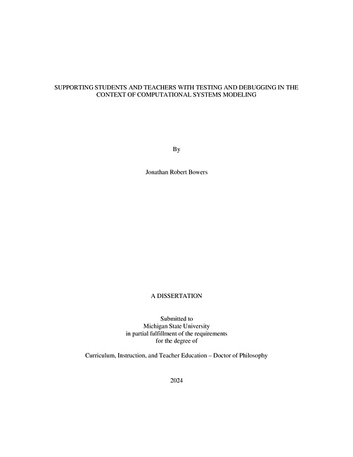 Supporting Students and Teachers with Testing and Debugging in the Context of Computational Systems Modeling