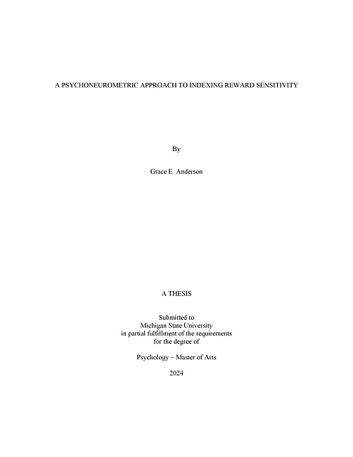 A PSYCHONEUROMETRIC APPROACH TO INDEXING REWARD SENSITIVITY