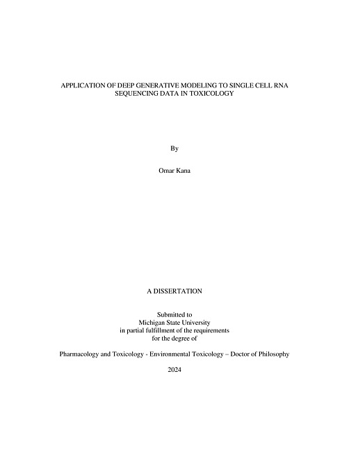 APPLICATION OF DEEP GENERATIVE MODELING TO SINGLE CELL RNA SEQUENCING DATA IN TOXICOLOGY