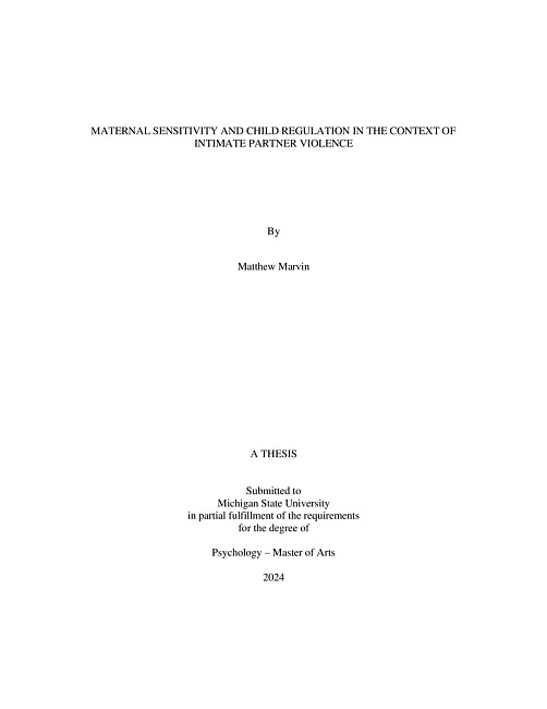 MATERNAL SENSITIVITY AND CHILD REGULATION IN THE CONTEXT OF INTIMATE PARTNER VIOLENCE