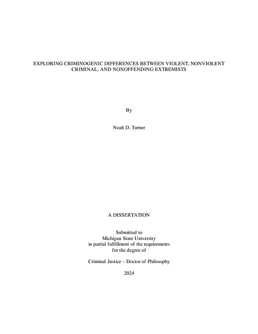 Exploring Criminogenic Differences between Violent, Nonviolent Criminal, and Nonoffending Extremists