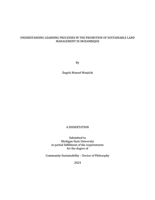 UNDERSTANDING LEARNING PROCESSES IN THE PROMOTION OF SUSTAINABLE LAND MANAGEMENT IN MOZAMBIQUE